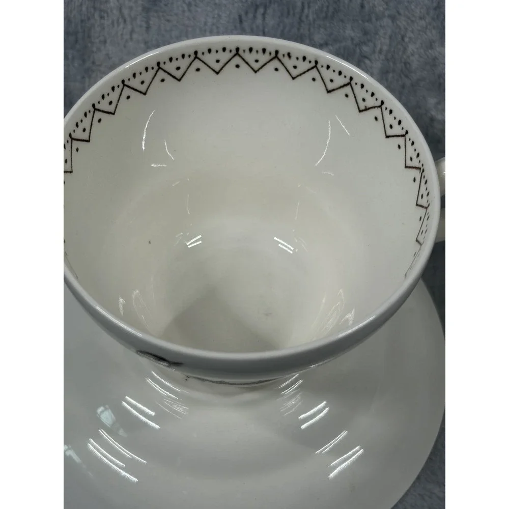 Wedgwood‎ Williamsburg Aviary Teacup Saucer Set Ivory Brown Birds England